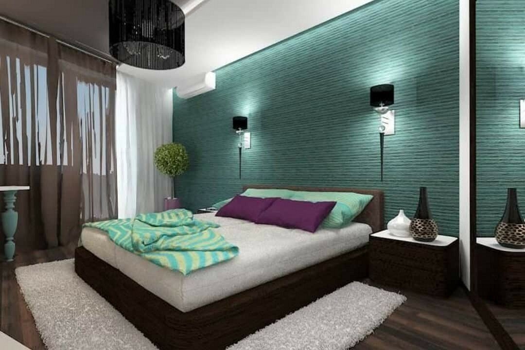 Бирюзово коричневый цвет. Спальня в коричнево зеленых тонах. Спальня в зеленом цвете. Спальня в бирюзовом цвете. Изумрудный интерьер спальни.
