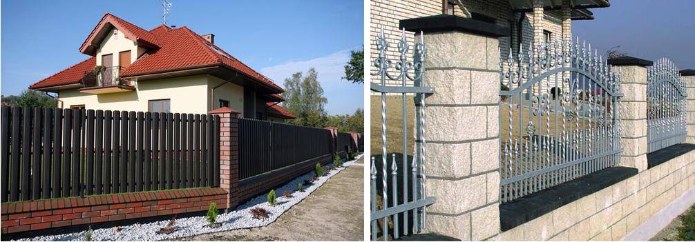 Варианты комбинированных заборов с кирпичными столбами - строительство дома своими руками