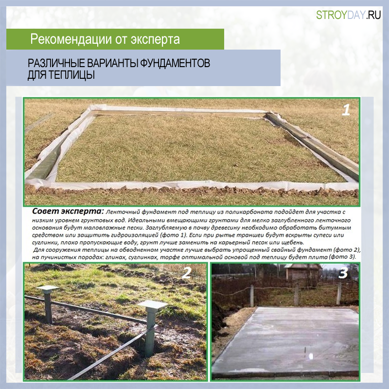 На что поставить теплицу из поликарбоната: инструкция по сборке