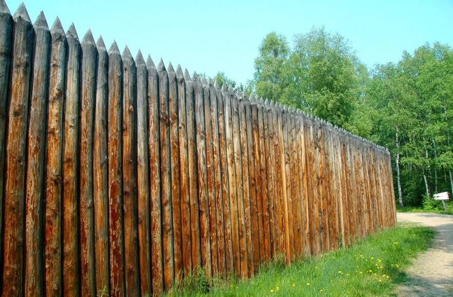 Бревенчатый частокол и плетеный забор из деревянных кольев своими руками