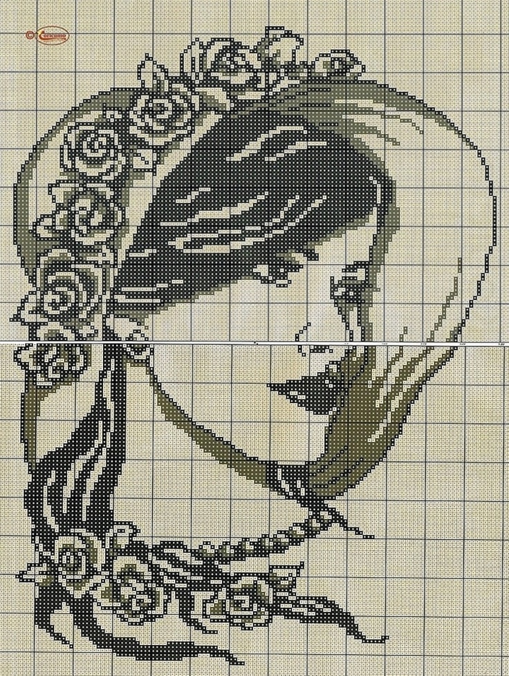 Красивая вышивка крестиком: 4 схемы с изображением девушки