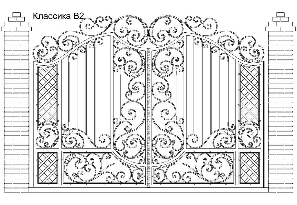 Ворота из профлиста своими руками: чертежи с элементами ковки