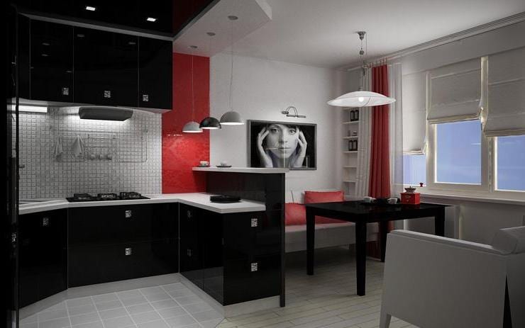 Черная м кухня. Черно белая кухня. Черно-белые кухни в интерьере. Красно черная кухня. Кухня в черных тонах.