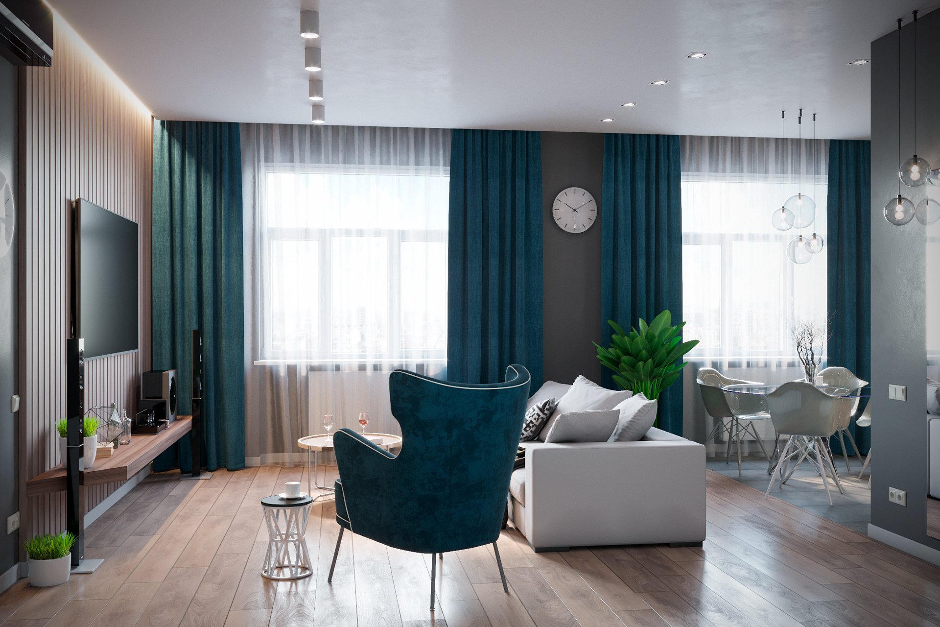 Дизайн гостиной в бирюзовом цвете: 55 лучших идей и реализаций в интерьере