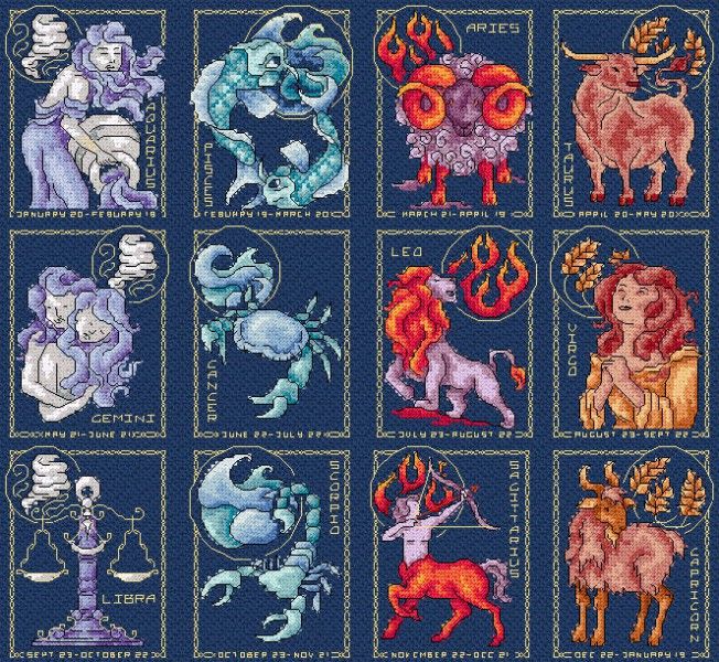 Вышивка крестом знаки зодиака: схемы созвездий