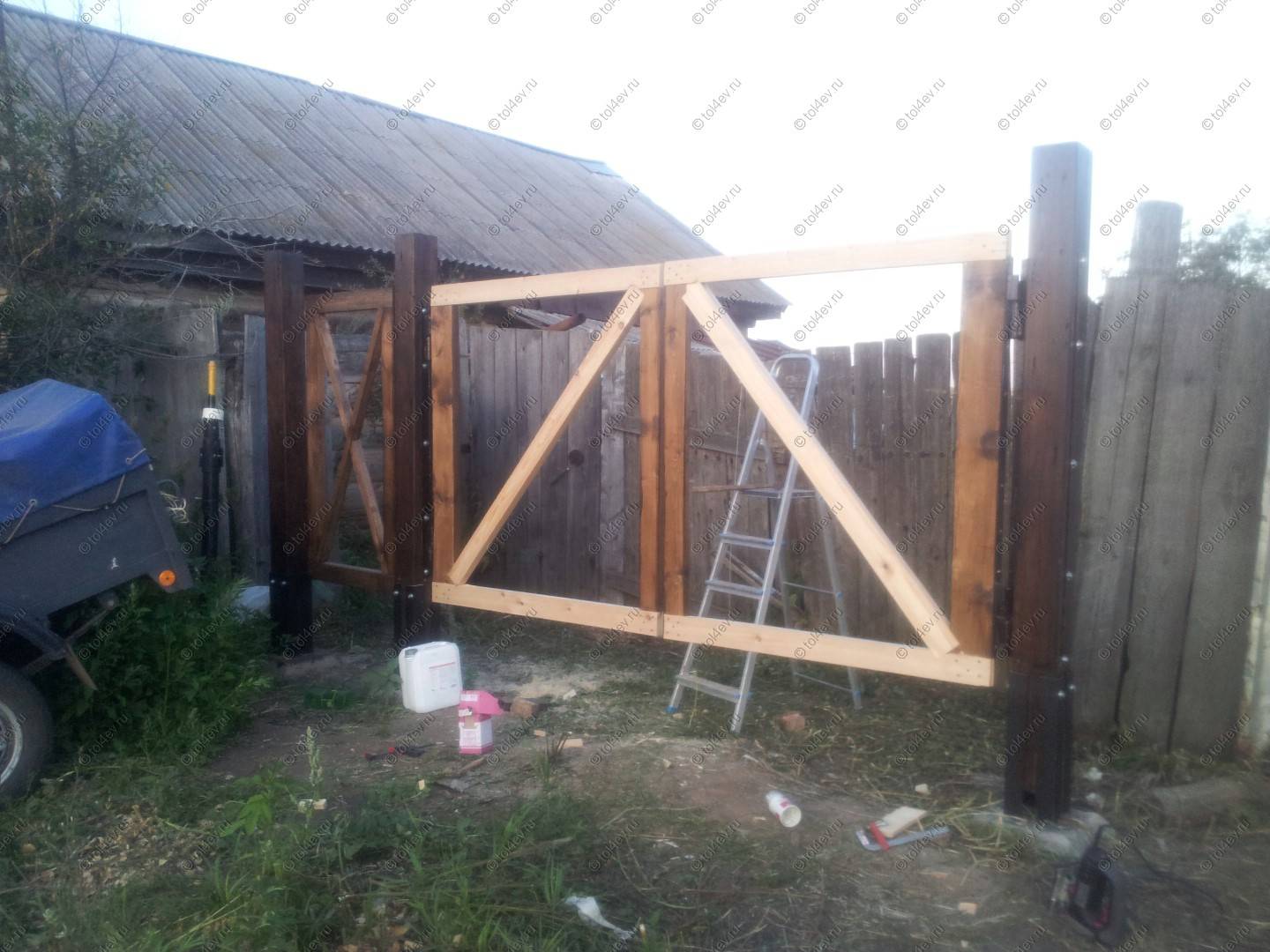 Как сделать деревянные ворота для гаража своими руками
