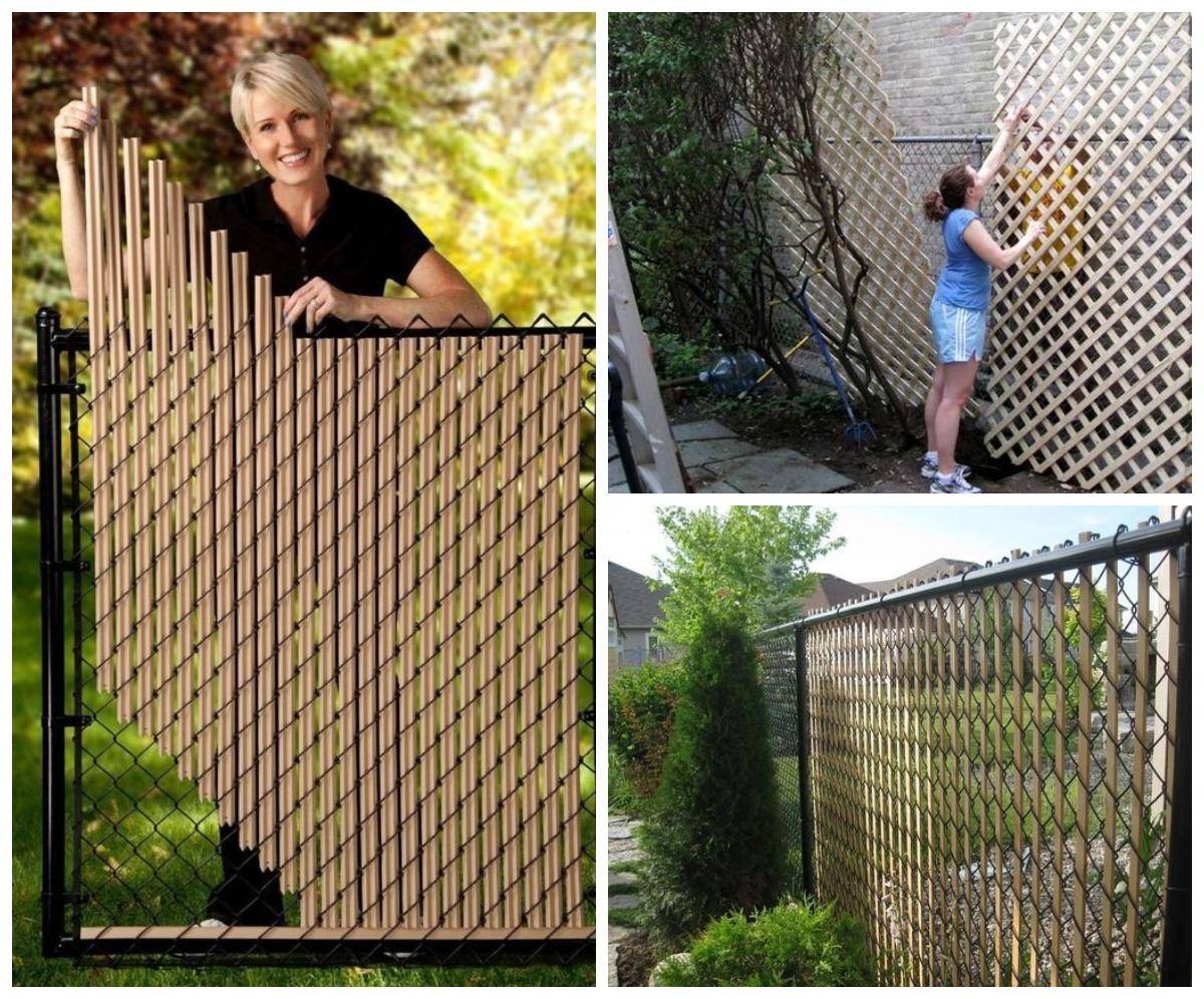 Как украсить забор из сетки рабицы и профнастила на даче своими руками: фото