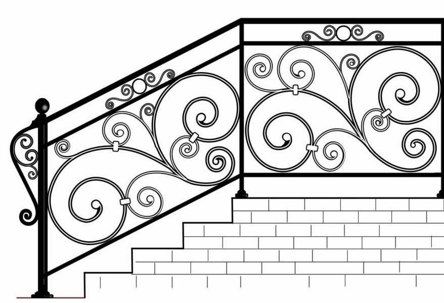 Кованые перила для лестницы в доме, на балконе, крыльце. фото, схемы