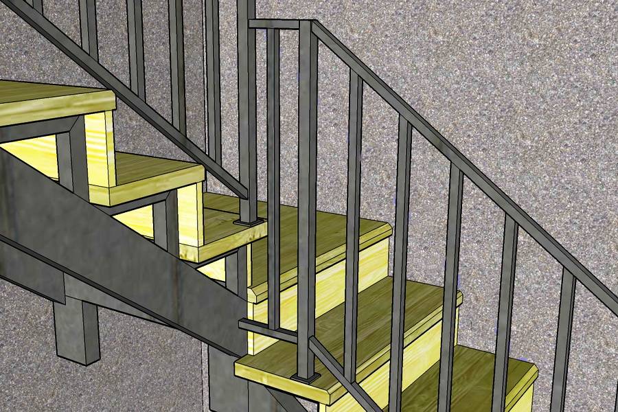 Как закрепить перила на бетонной лестнице